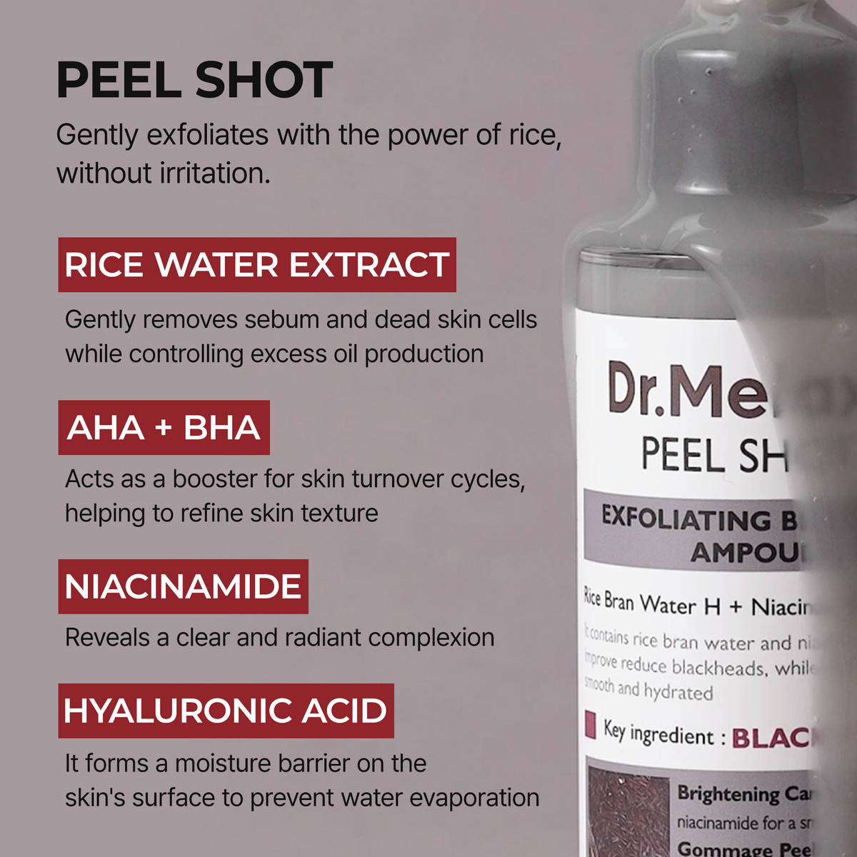 Peel Shot Glow Black Rice Ampoule detail view 9 — Melax K-Beauty
